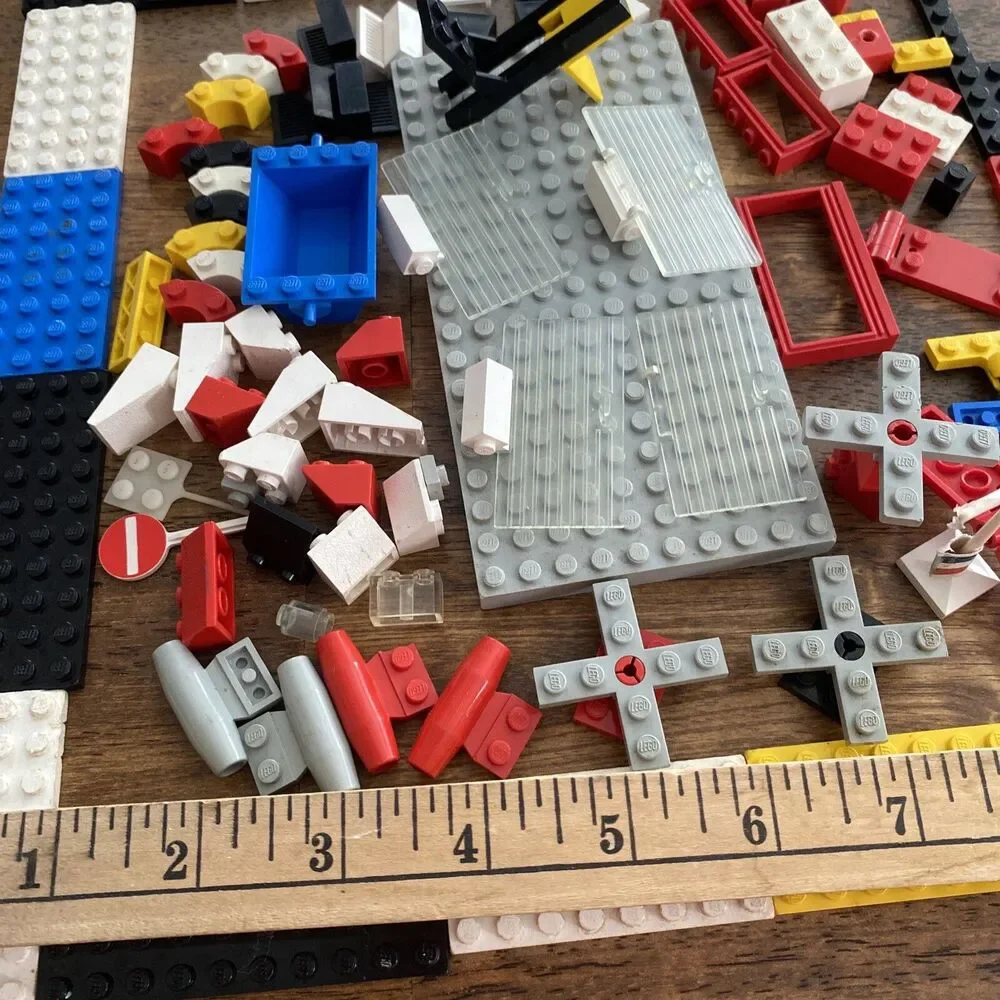 Vintage Lego Lot Flat Helicopter Door Wedge Brick Curve Sign Mixed 90+ Pieces